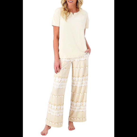 Koolaburra by UGG Jersey & Wide Leg Pant Lounge Set Taupe Tie Dye - Regular - Picture 1 of 1